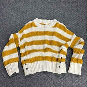 By Together Mustard and Cream Striped Crew Neck Sweater